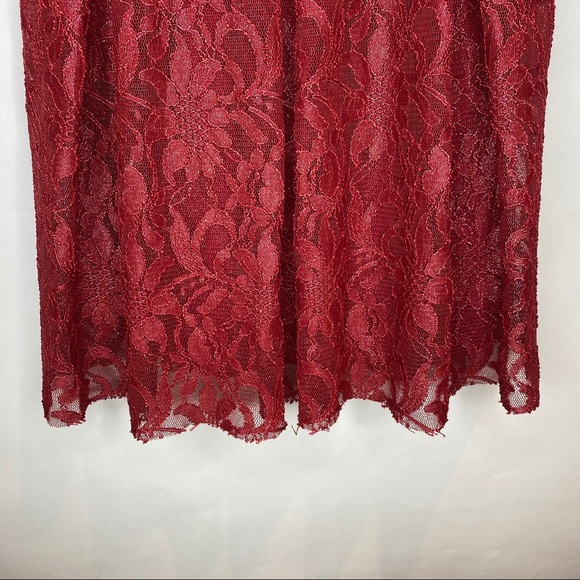 Free People Red ❤️ Lace V-neck Dress with Shimmer - Picture 11 of 13